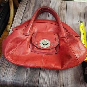 Sofia C. Genuine Red leather snap closure doubles shoulder bag